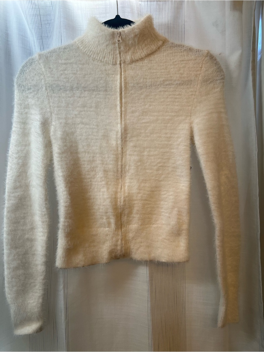 Cream Zip-Up Sweater, super soft and flatteringly form-fitting!
